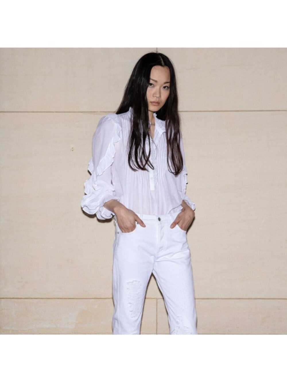 NWT $398 Zadig & Voltaire Timmy Tomboy Tunic White Ruffled Blouse Medium - Picture 8 of 16